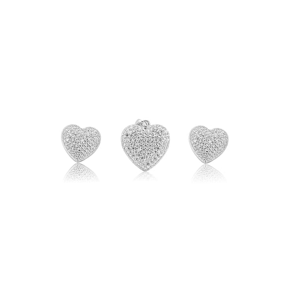 Stone Crushed Heart Pendant Set